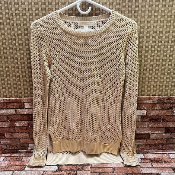 Michael Kors metallic Gold Shimmer knit sweater XS - Picture 4 of 13